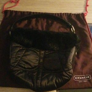 Vintage Coach bag with fur trim